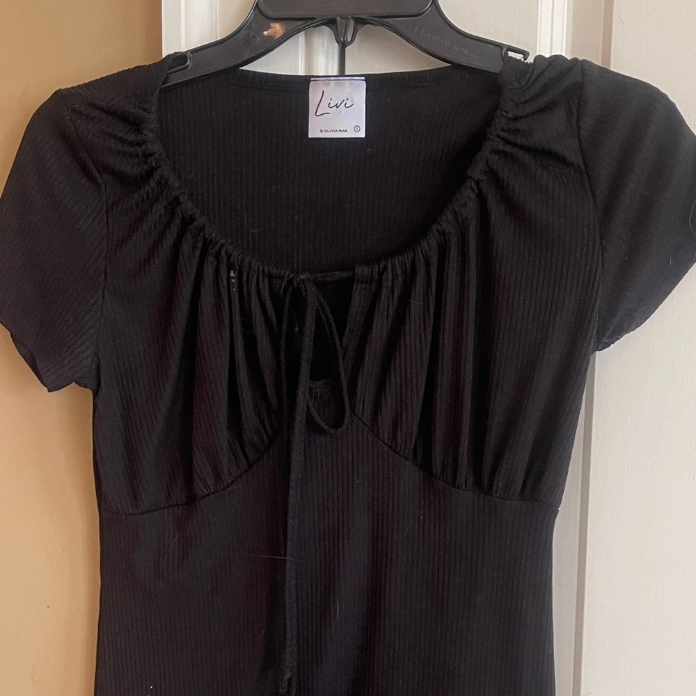 Olivia Rae Black Ribbed Top